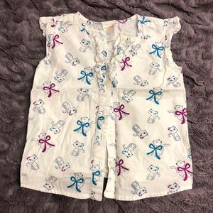 Gymboree Girls Button-down Ruffle With Cat Designs
